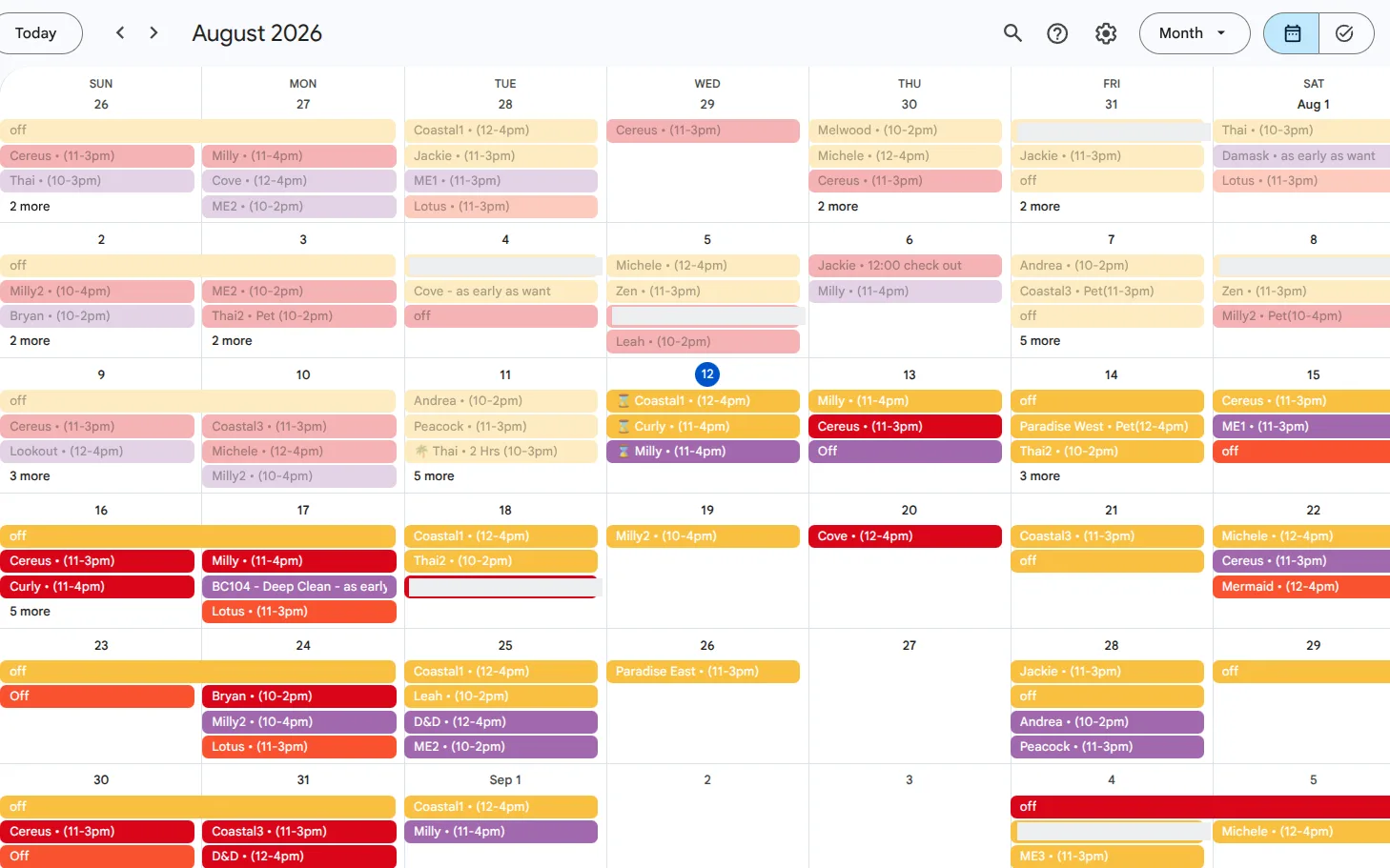 Your cleaners get the schedule themselves