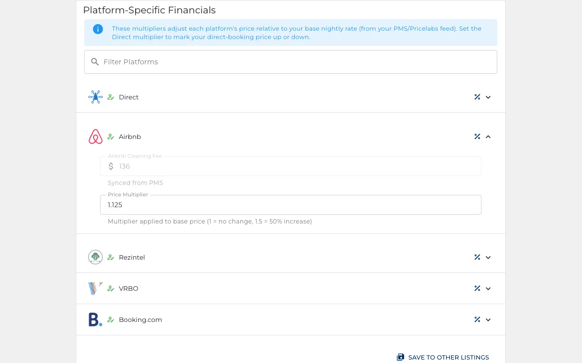 A different price per booking site