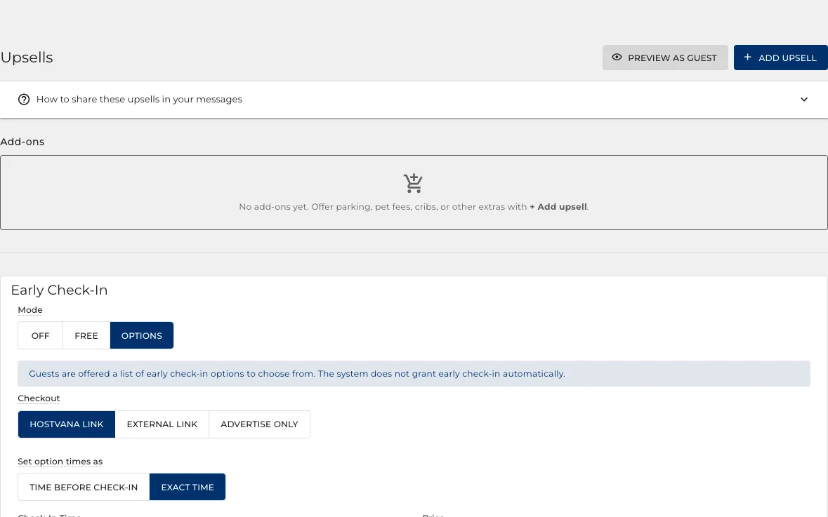 Sell the early check-in