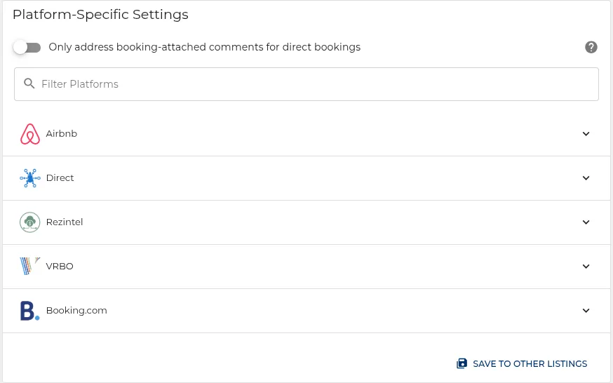 Platform-specific settings