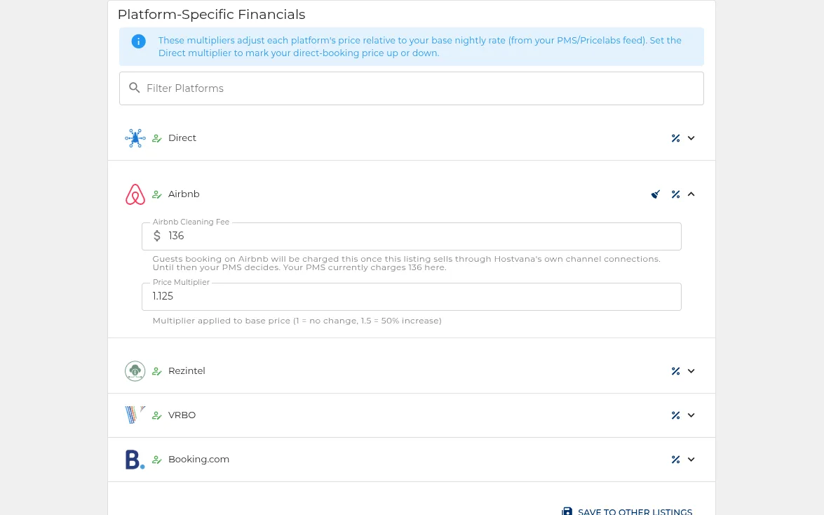 Per-platform pricing
