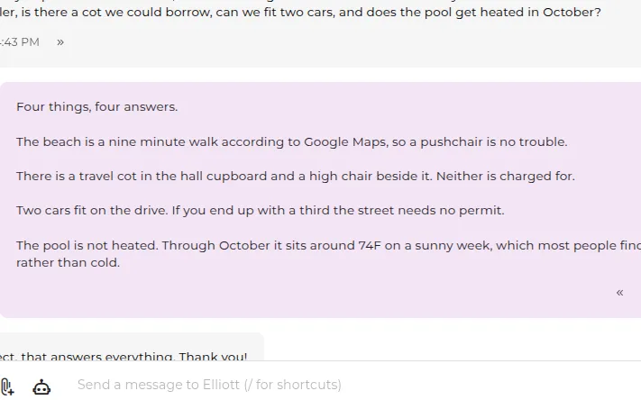 Answers several questions at once
