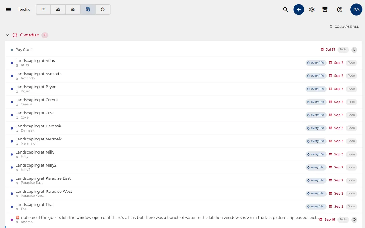 Turnover-scheduled tasks