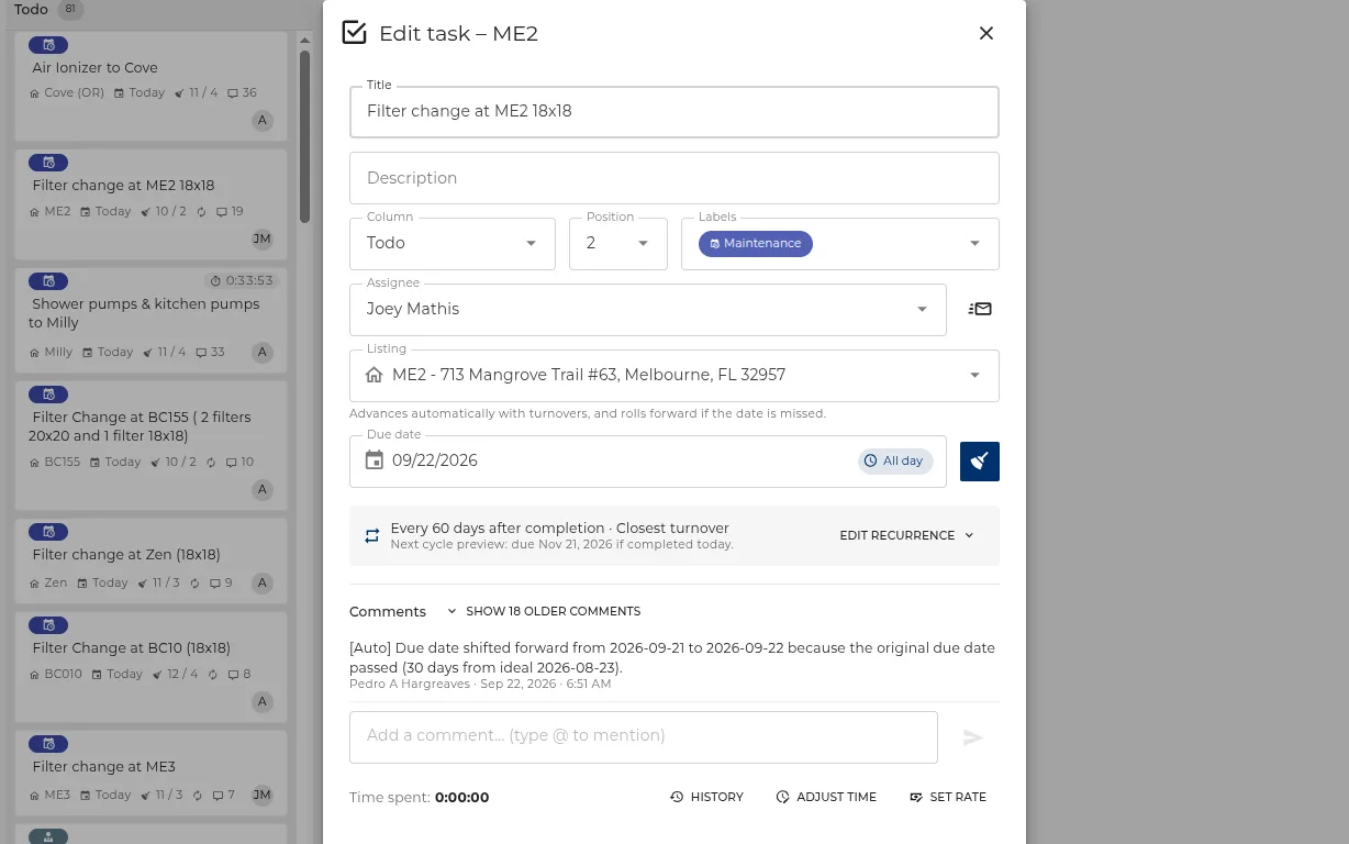 Turnover-scheduled tasks