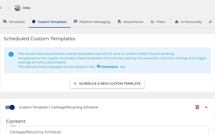 Custom scheduled messages