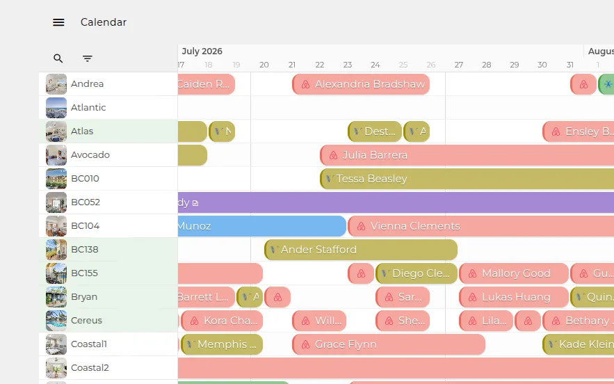 Multi-listing calendar