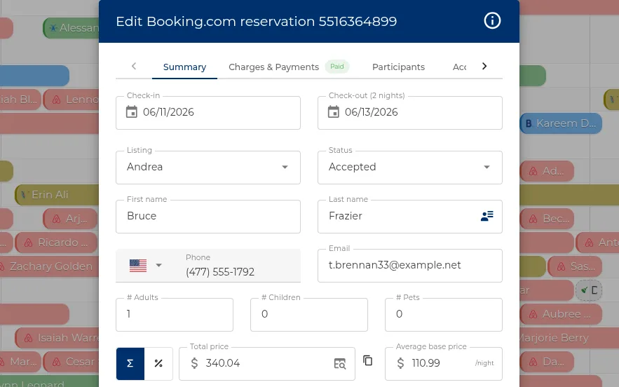 Reservation details
