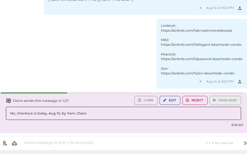 Review replies before sending