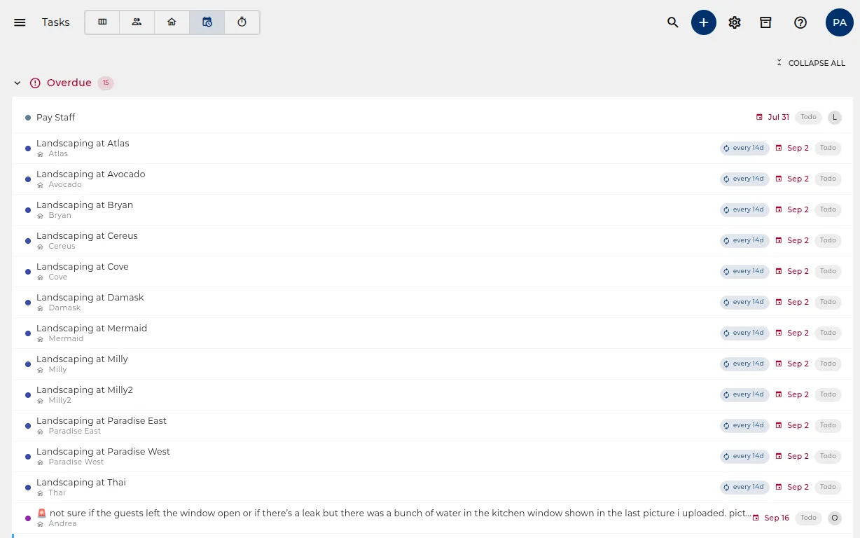 Turnover-scheduled tasks