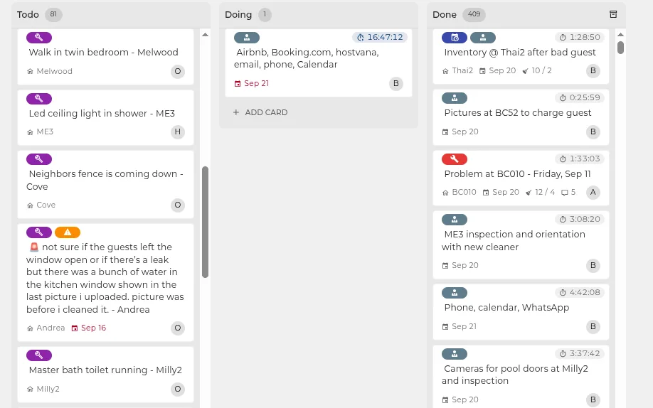 Maintenance tasks