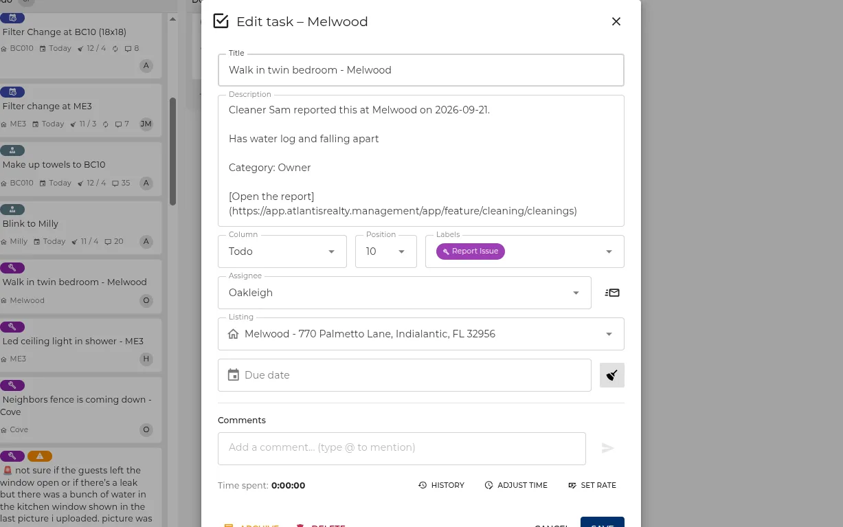 Maintenance tasks